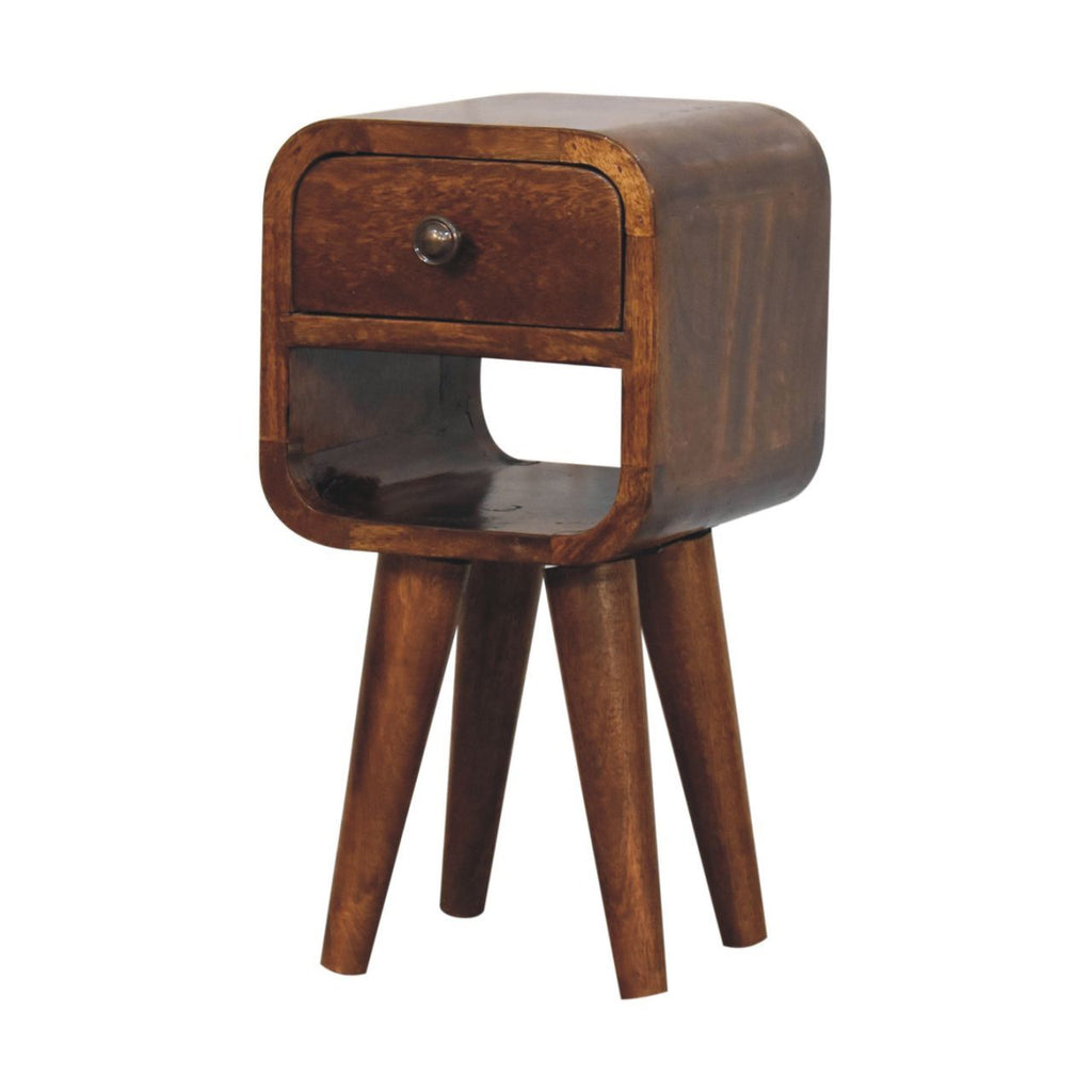 Mini California Curved Nightstand Wth Lower Slot