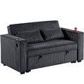 Modern Style Convertible Sofa With Pull-Out Bed, USB Ports & Cup Holders