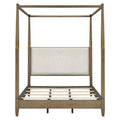 Queen Canopy Bed Frame With Upholstered Headboard - Brown