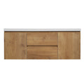 Double Sink Bathroom Vanity, Cabinet & Soft Close Doors, Divided Drawers, Wall Mounted Storage - Wood