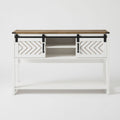 Entryway Table With Sliding Barn Door Storage - White / Oak