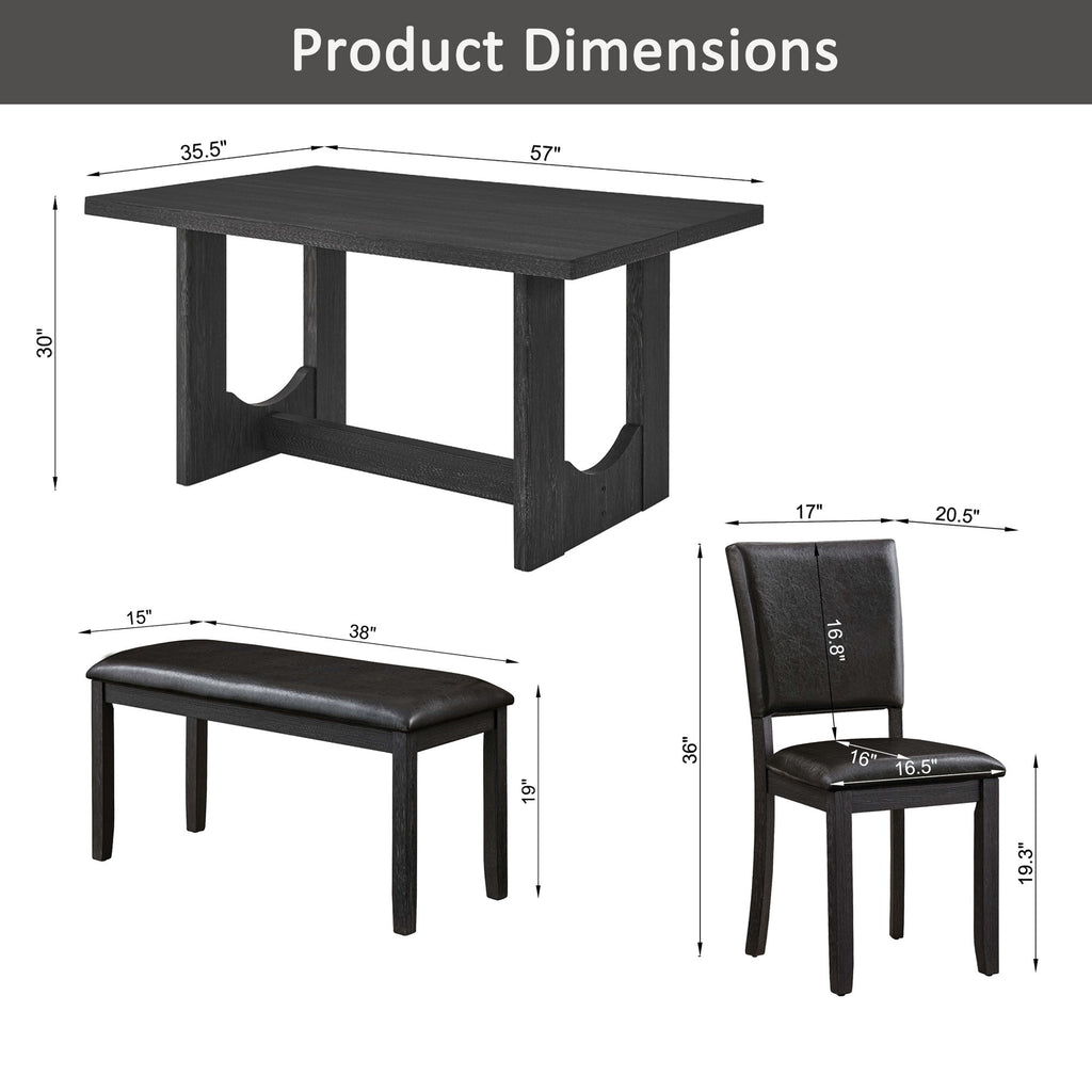 Dining Table Set, Rectangular Kitchen Table With Upholstered Chairs