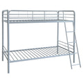 Long Beach - Twin Over Twin Bunk Bed With Built In Guardrails And Angled Ladder - Silver