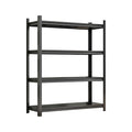 4 Layer Metal Storage Rack, Garage Shelves, Adjustable Height Partition - Black