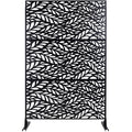Outdoor & Indoor Privacy Screen Metal Privacy Screen, Freestanding Decorative Privacy Screen For Deck Balcony Patio - Black