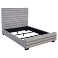 Queen Bed With Textured, And Tufted Headboard - Gray