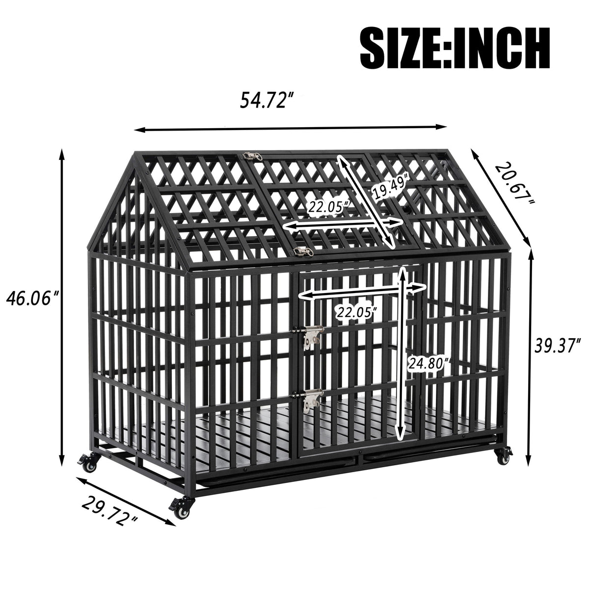 Heavy Duty Dog Crate Lockable Wheels