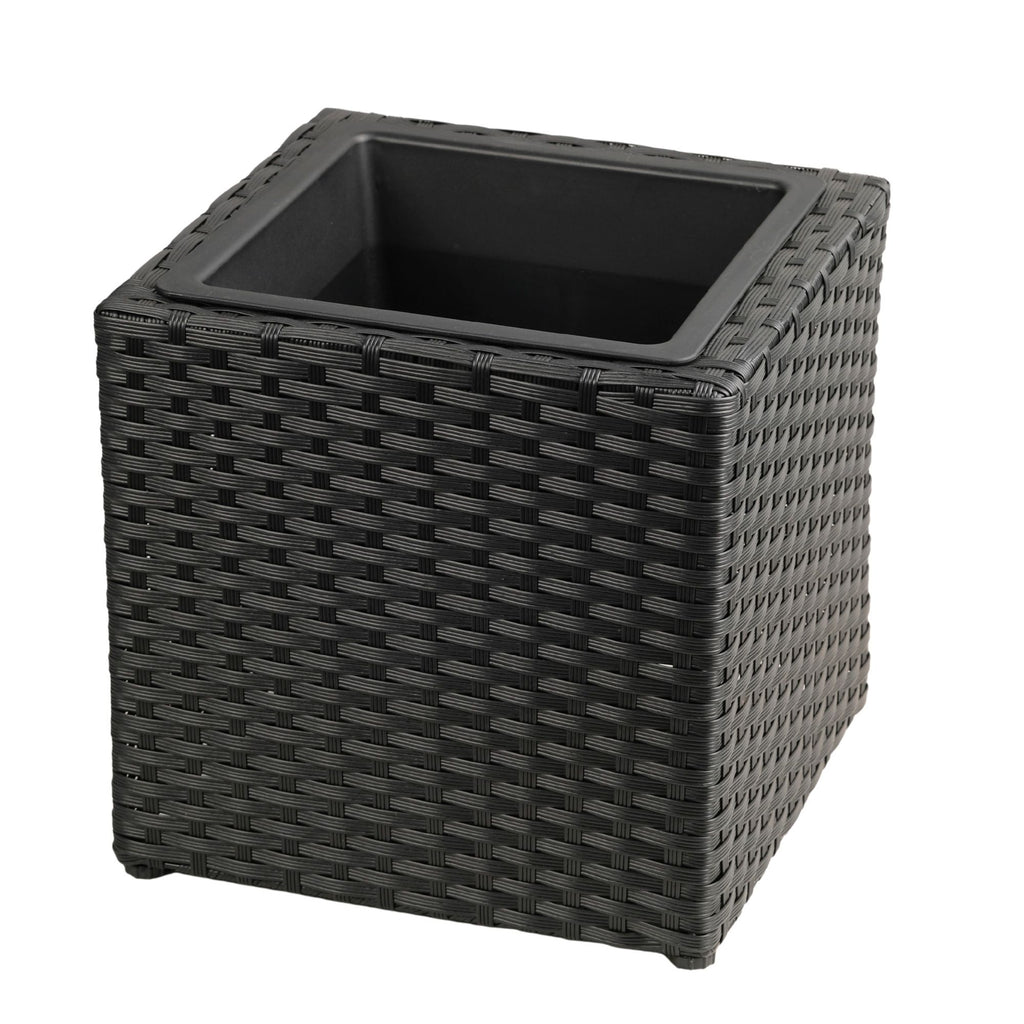 Cubic Planter Box, Plant Pot With Insert Indoor Outdor - Black