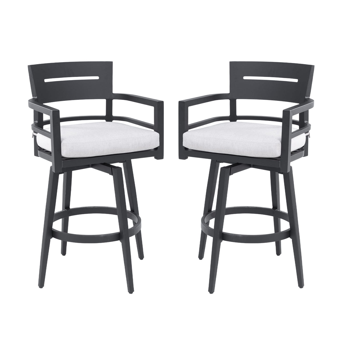 Outdoor Swivel Bar Chairs, 360 Degree Rotation, Ergonomic Backrest (Set of 2)