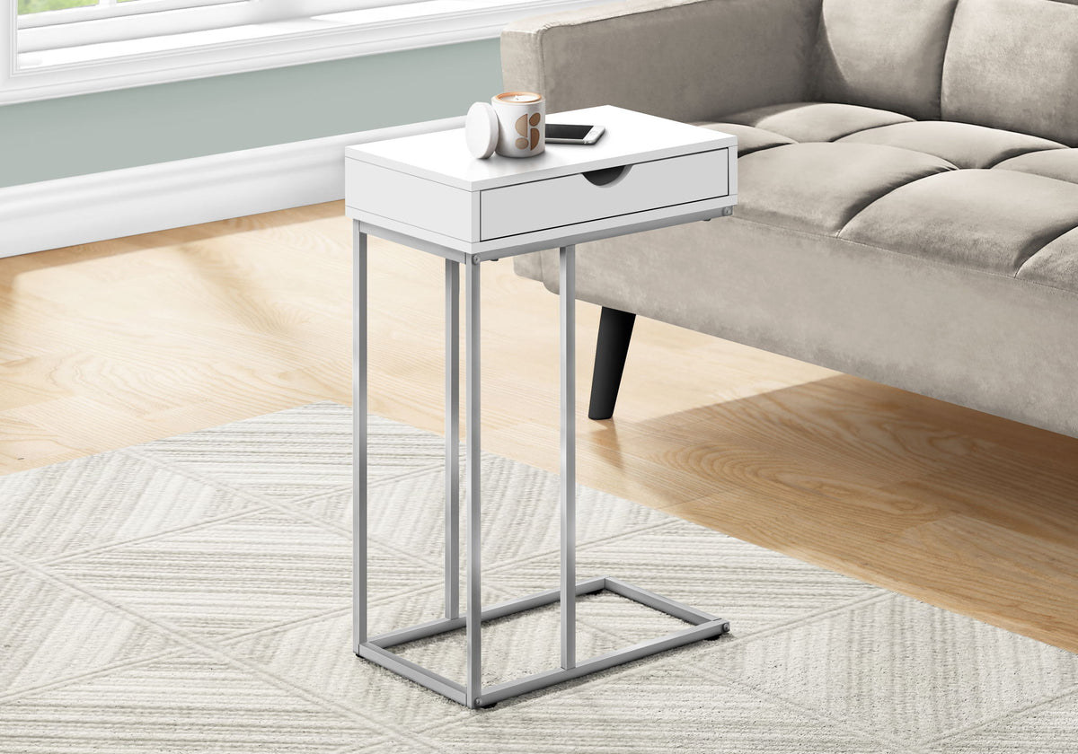 Accent Table, C - Shaped Modern - White