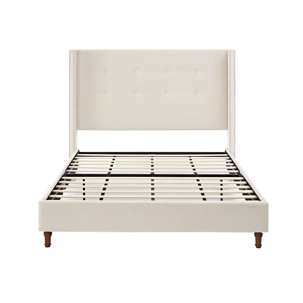 Peyton - Upholstered Bed With 54" High Headboard, Traditional Hand Buttoned Tufting
