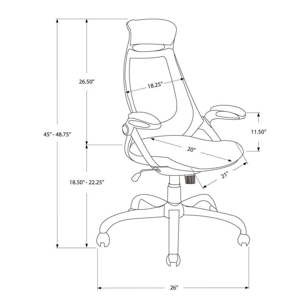 Office Chair, Adjustable Height, Swivel, Ergonomic, Armrests, Contemporary & Modern