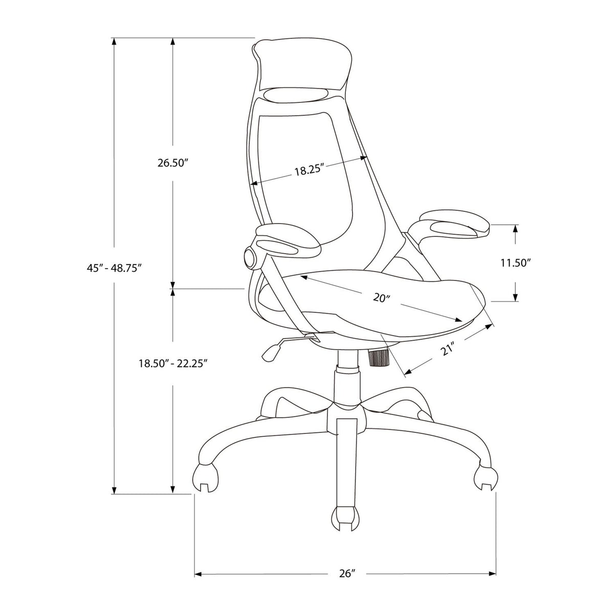 Office Chair, Adjustable Height, Swivel, Ergonomic, Armrests, Contemporary & Modern