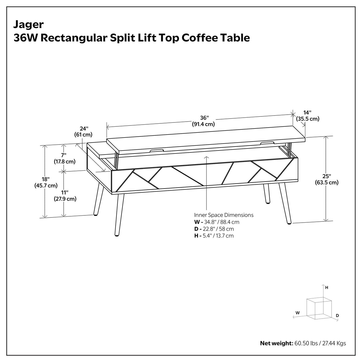 Jager - Lift Top Coffee Table Handcrafted