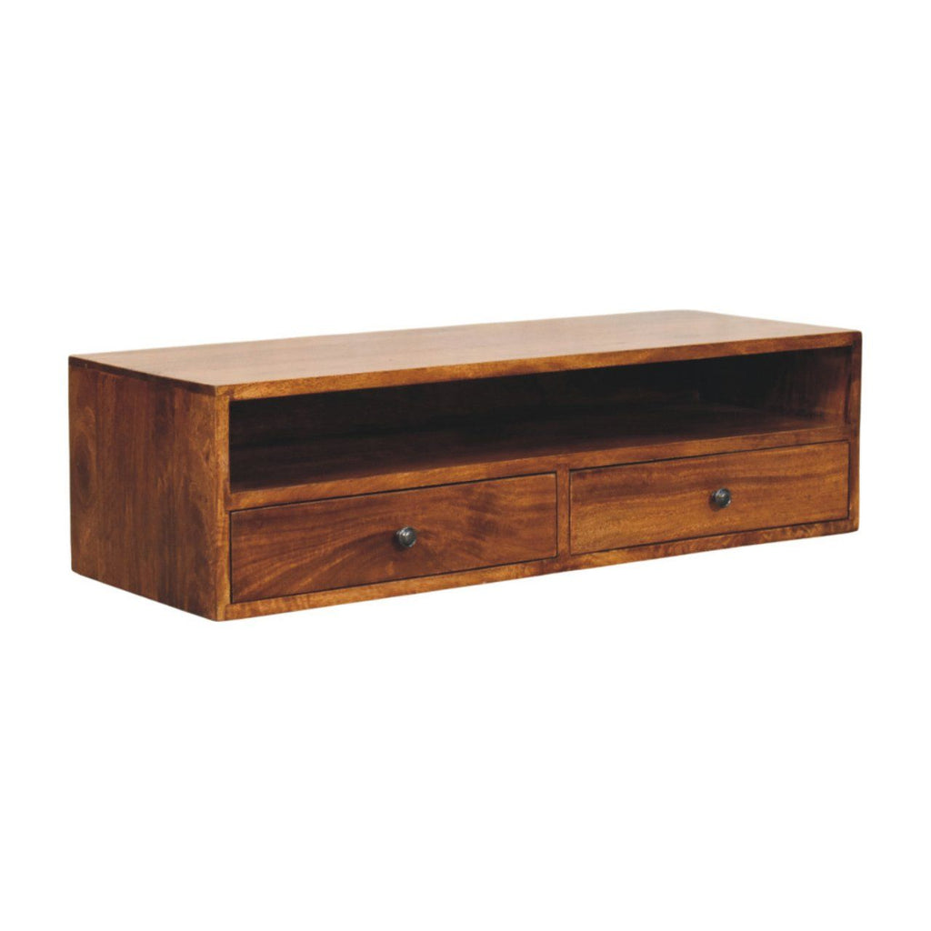 Lunar - 2 Drawer Wall Mounted Media Unit - Brown