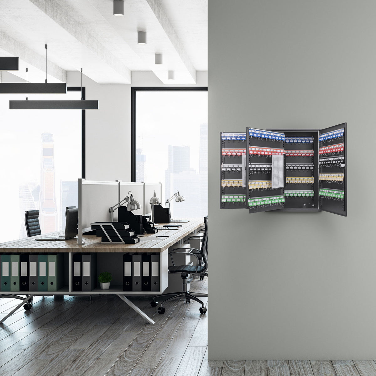Adjustable Key Cabinet With Combination Lock