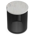 Demy - Metal Accent Table - White Marble / Black