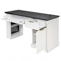 Modern Fluted Office Desk With Storage Cabinet
