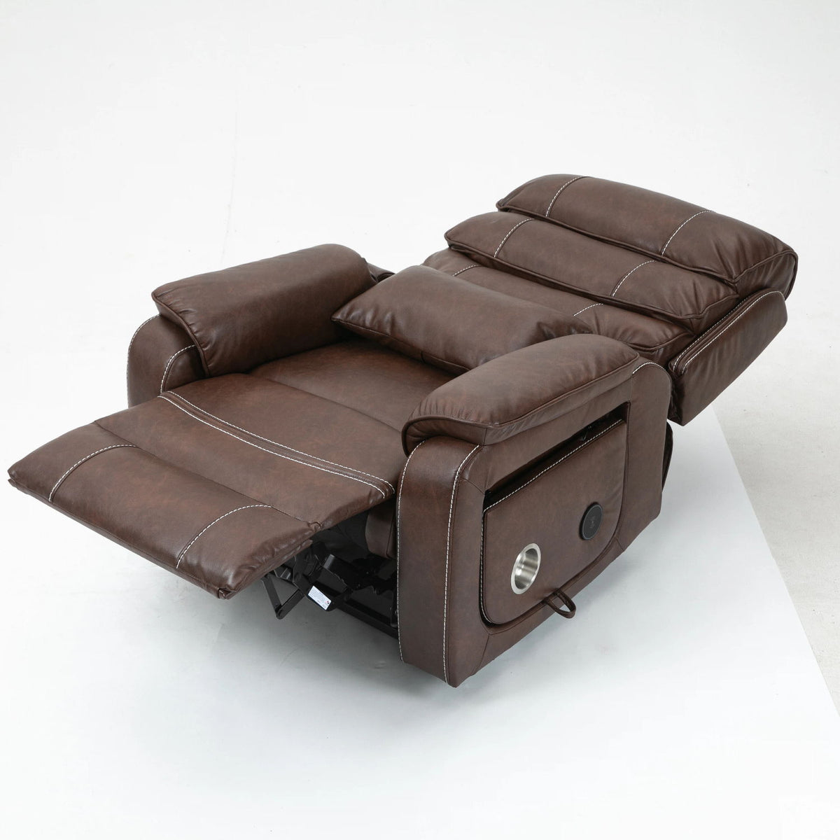 180 Degree Recliner Chair With Wireless Charging, Lumbar Support, And Dual Motor Lift - Brown