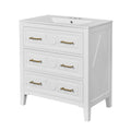 Retro Bathroom Vanity With Sink Combo, Free Standing Single Set With 3 Drawers