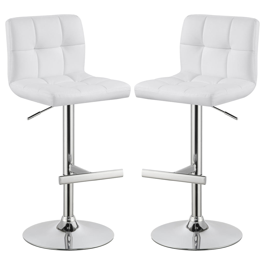 Lenny - Upholstered Adjustable Bar Stool (Set of 2) - White