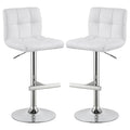 Lenny - Upholstered Adjustable Bar Stool (Set of 2) - White