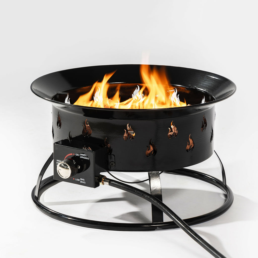 Propane Gas Fire Pit Table, 50000 Btu Round For Outside Patio - Black