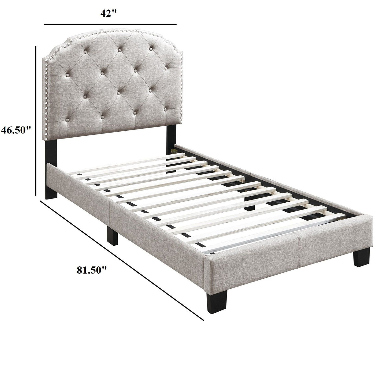 Button Tufted Bed With Nailhead Trim