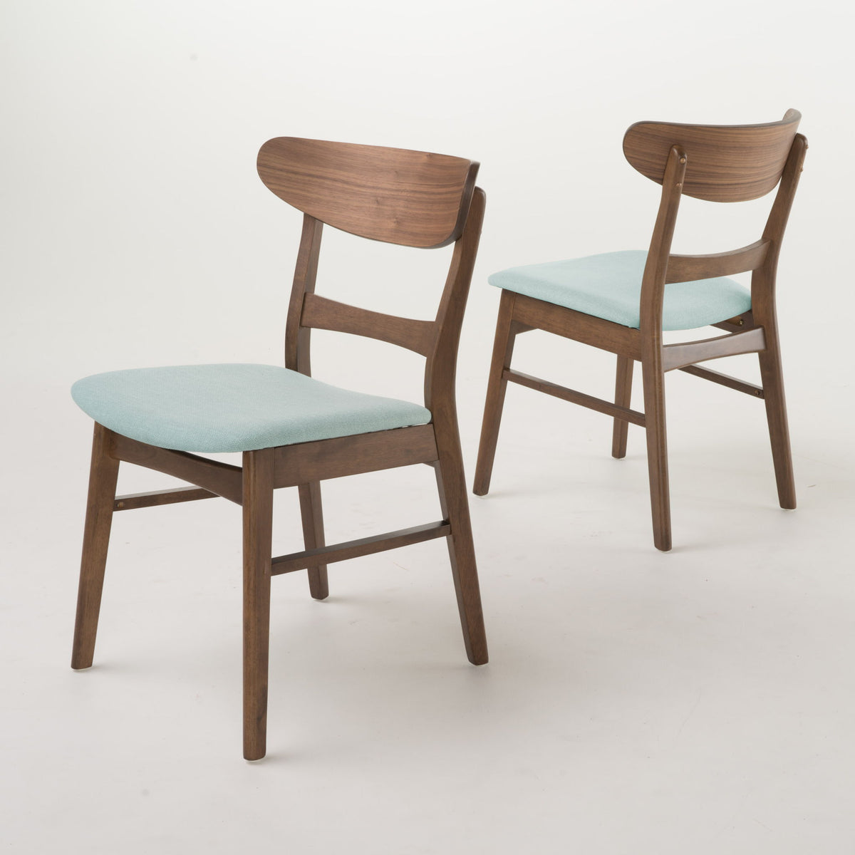 Mid Century Dining Chairs With Cushioned Seats And Wood Frame (Set of 2)