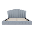 Queen Upholstered Bed Frame With Shell Shaped Headboard - Light Blue - Light Blue