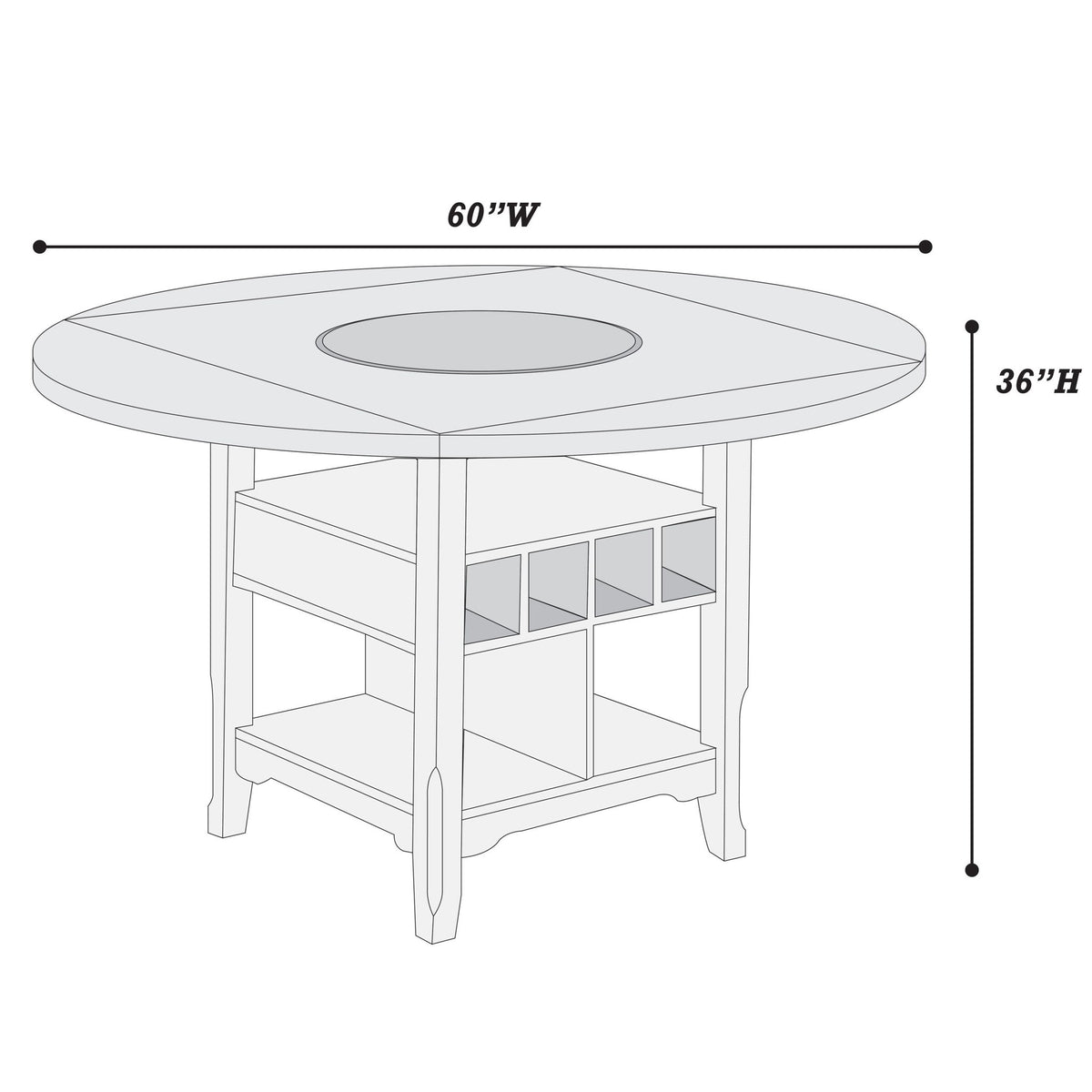 Contemporary Counter Height Dining Set With Built In Lazy Susan