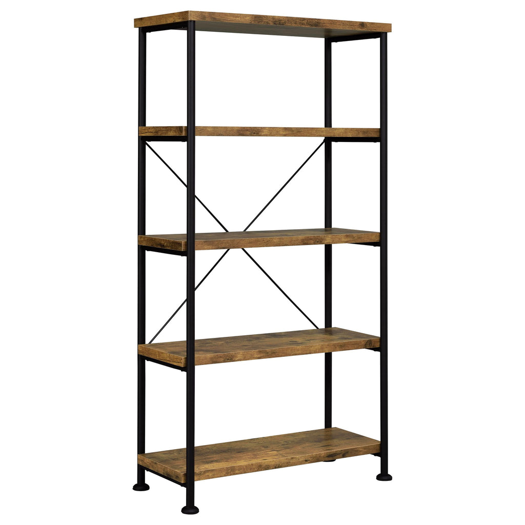 Avon - 2 Piece Computer Desk And Bookcase With 3 Drawers - Rustic Brown