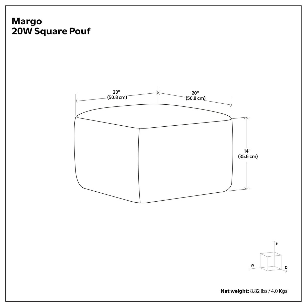 Margo - Square Pouf - Multicolor