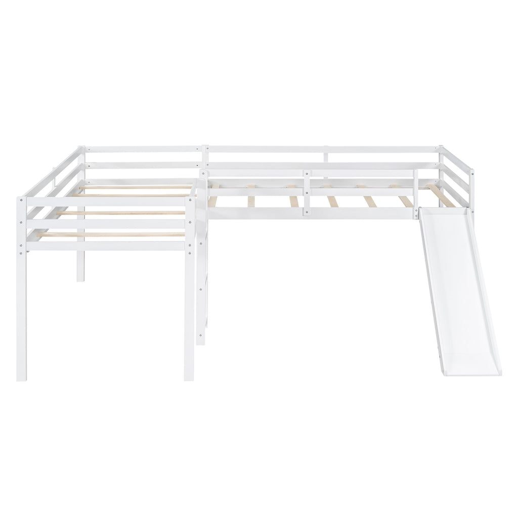 L Shaped Loft Bed With Ladder And Slide