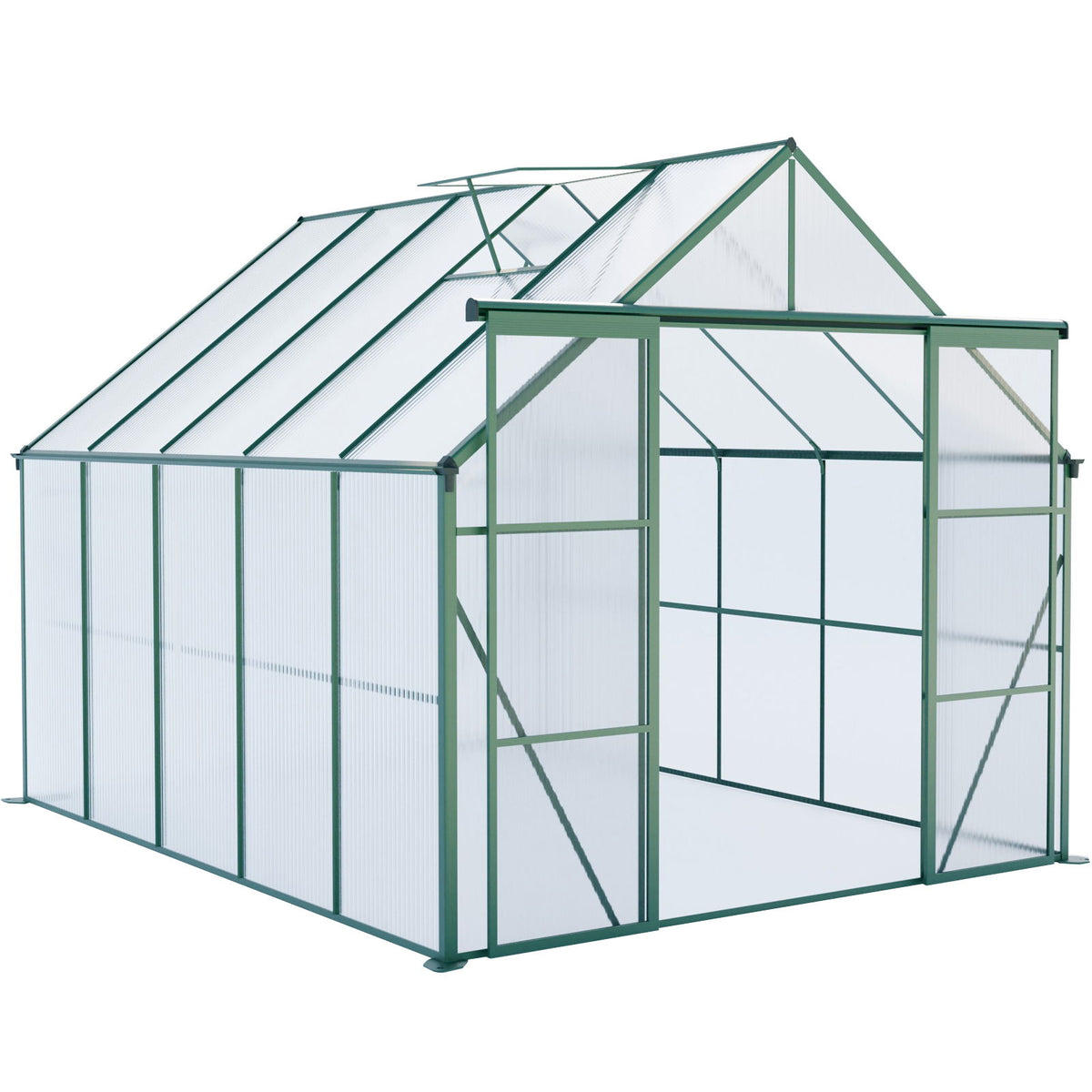 Double Door Polycarbonate house Raised Base And Anchor Aluminum Heavy Duty Walk In houses For Outdoor Backyard In All Season
