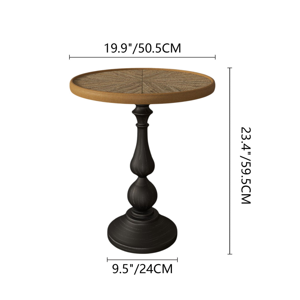 Round End Table With Pedestal Base - Natural Wood