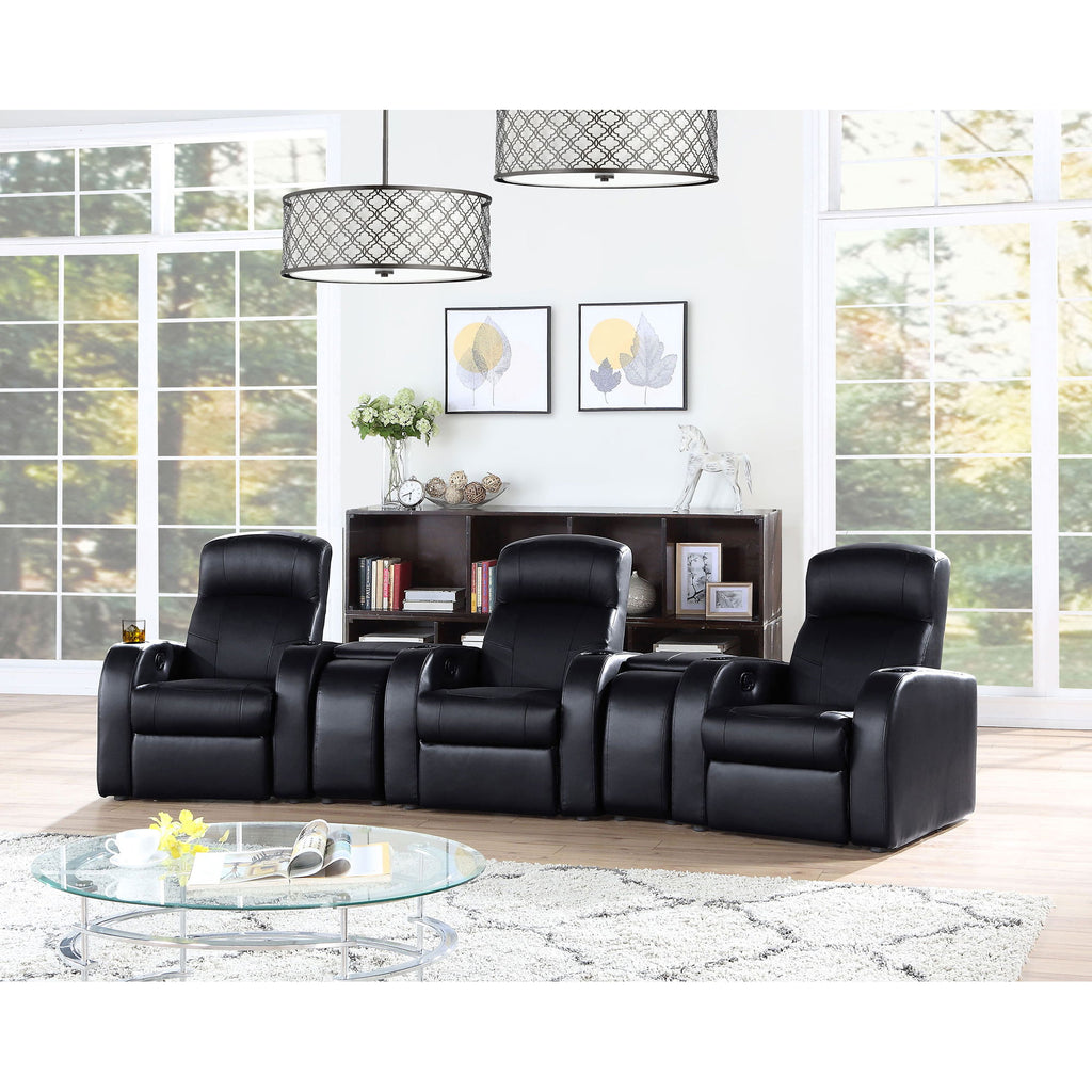 Greenfield - 3 Seater Home Theater With 2 Wedge Consoles - Black