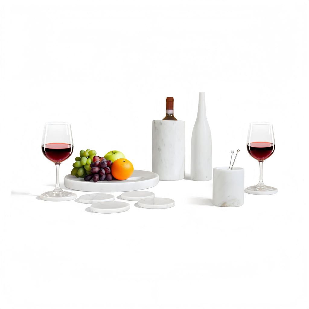 10 Pieces Luxury Natural Marble Dining Room Accessories Set