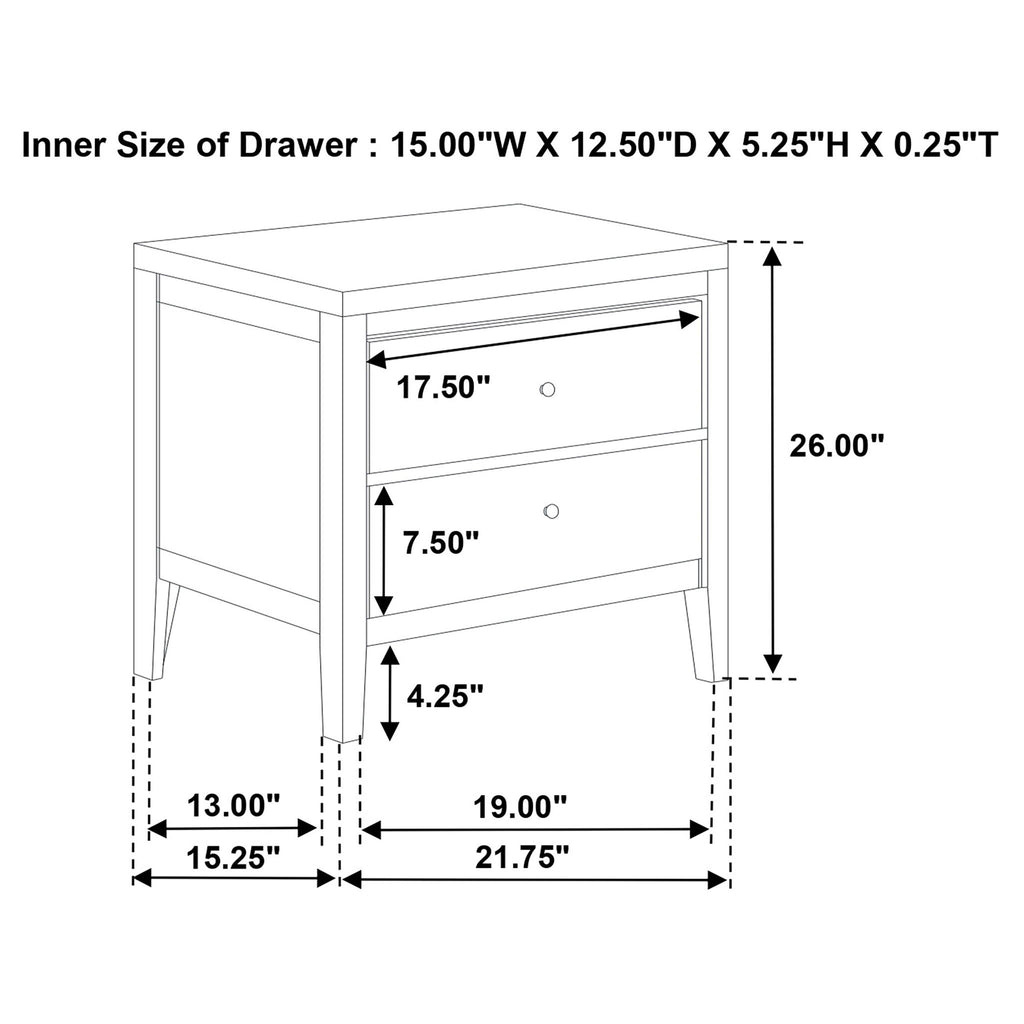 Clement - 2 Drawer Nightstand Bedside Table - Espresso
