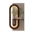 Adjustable LED Sandstone Wall Decor With Simulated Plants 3D Art Sculpture, Glass Vase & Rabbit Statue, Remote Control - Light Coffee