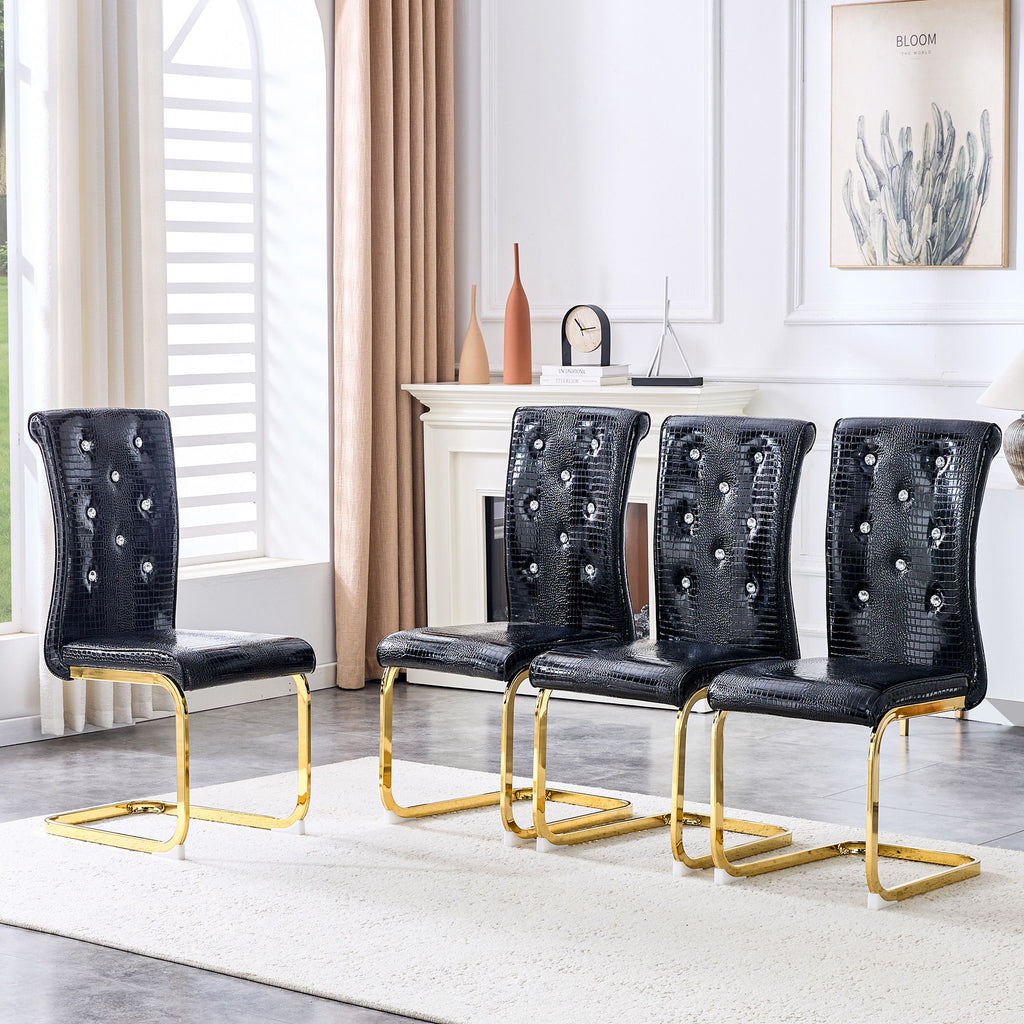 Elegant Design Alligator Skin Upholstered Dining Chairs