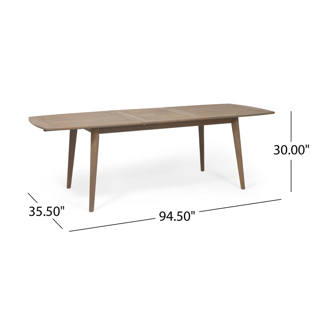 Placidity - Outdoor Expandable Dining Table With Slatted Tabletop And Tapered Legs