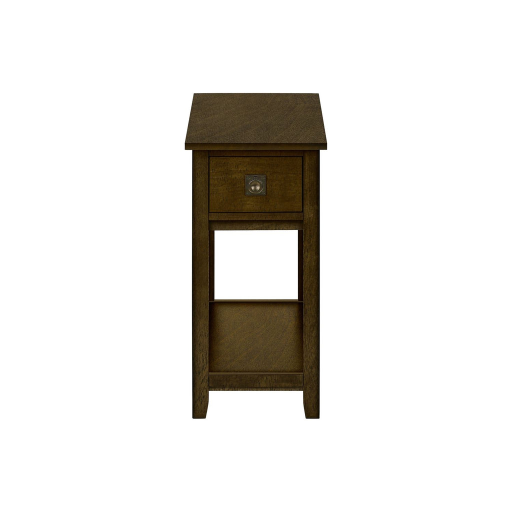 Accent End Table, 2 Tier, Narrow, Lamp, Storage Drawer, Charming Design