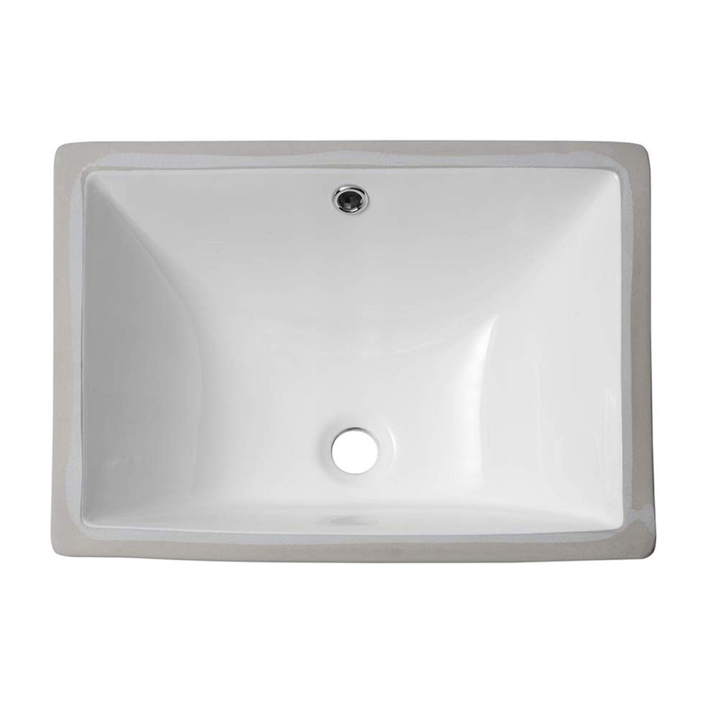 European Style Ceramic Rectangular Undermount Bathroom Sink With Overflow
