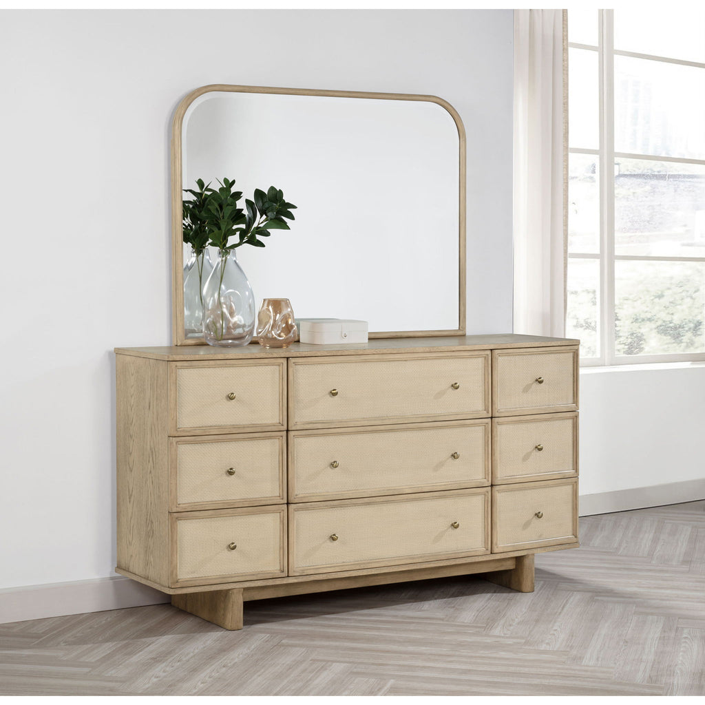 Kimpton - 9 Drawer Dresser With Mirror - Beige