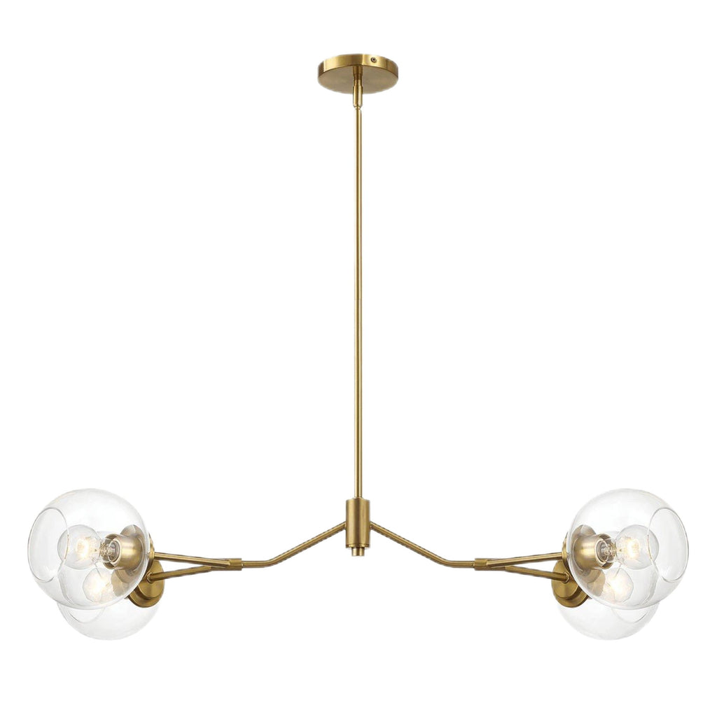 Jewel - 4 Lights Chandelier Ceiling Hanging Light Fixture - Clear / Gold