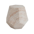Outdoor / Indoor Lightweight Concrete Side Table, Hexagonal Round Travertine Accent Table - Beige