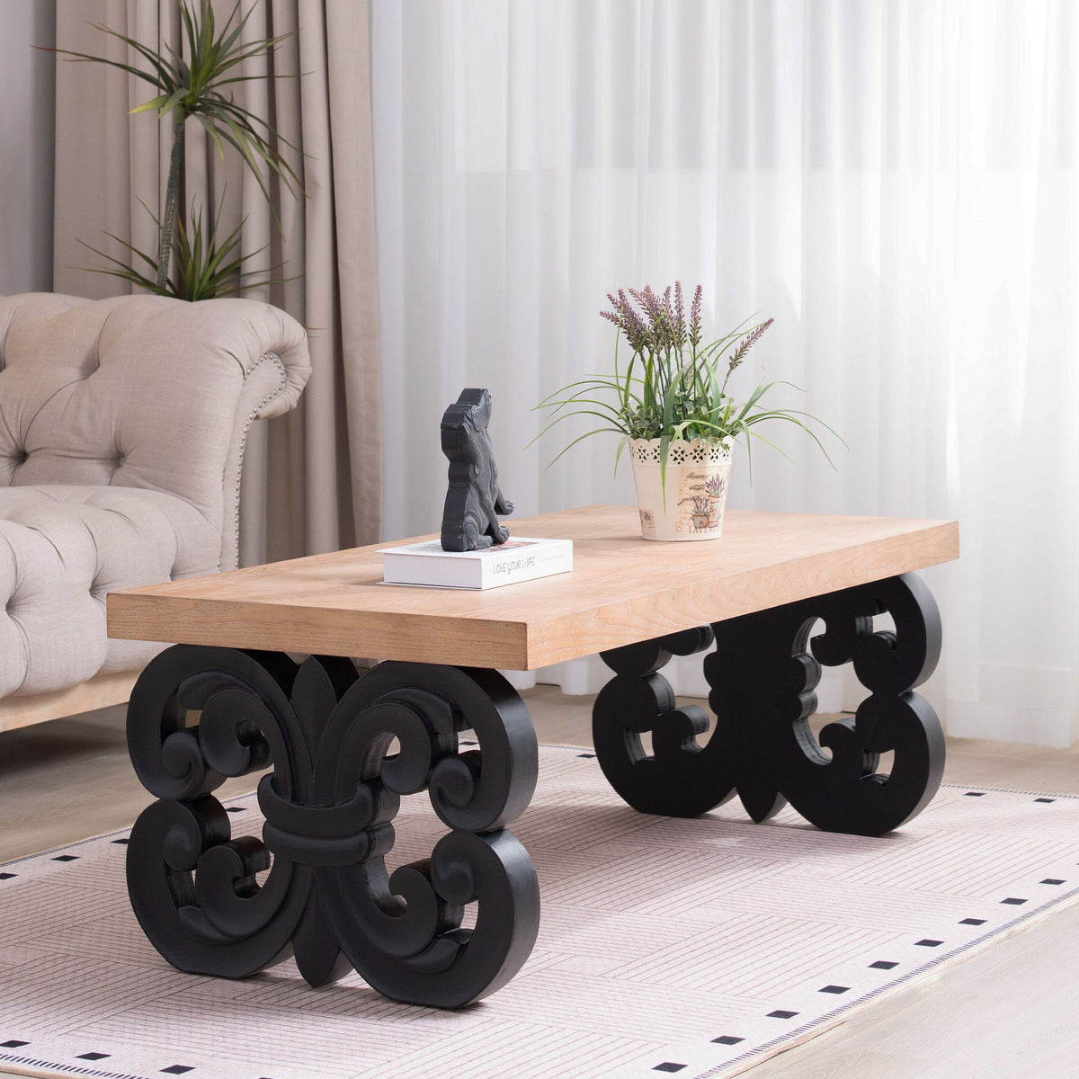 Ornate Scroll Base Coffee Table