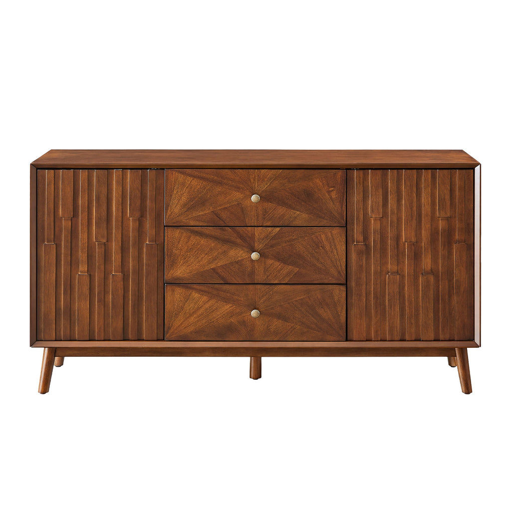 Sideboard Buffet Cabinet With 3 Drawers And 2 Storage Cabinets - Walnut