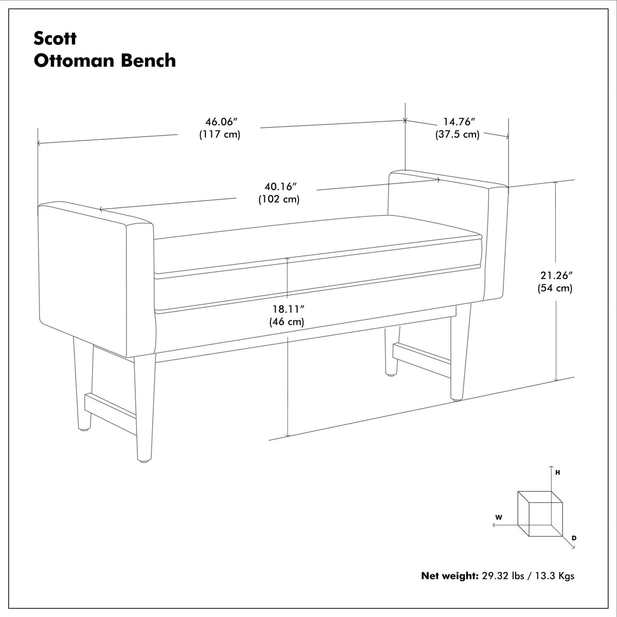 Scott - Upholstered Ottoman Bench